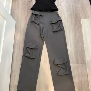 AKIRA 2 piece outfit Charcoal Cargo Pants Black top